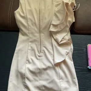 Chic Cream Midi Dress with Ruffle Detail thumbnail 4