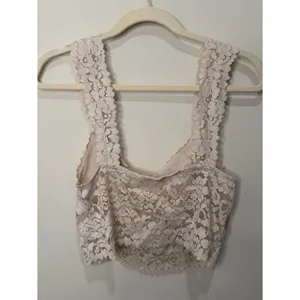 Free People Intimately Ivory Floral Lace Bustier Top Bralette Large OB752716 thumbnail 5