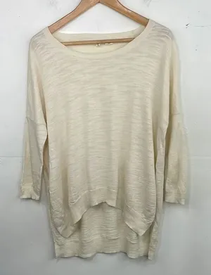 Anthropologie Moth Womans Ivory Tan Sweater Oversized Long Tunic Slits size XS thumbnail 1