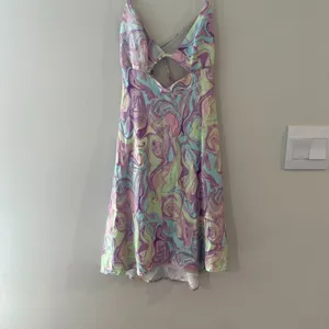 Zara Tie Dye Cutout Satin Mini Dress Sz M thumbnail 7