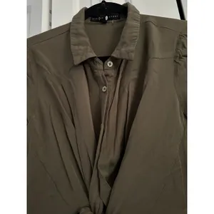 English Factory XS Olive Green Tie Front Long Sleeve Shirt Dress‎ Casual thumbnail 6