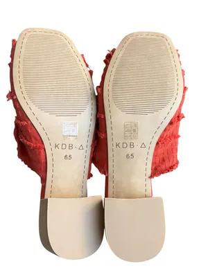 Kelsi Dagger Brooklyn - Seigel Heeled Sandals Red Frayed Block Heel Size 6.5 thumbnail 10