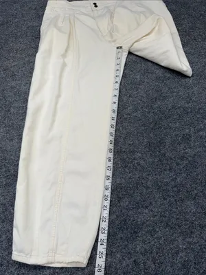 Anthropologie cream-colored, pleated barrel trousers thumbnail 9