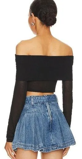 Superdown Camille Off Shoulder Top in Black thumbnail 2