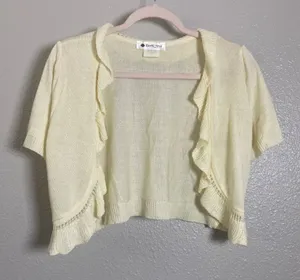 Cream Knit Cardigan 1X Ruffle‎ Feminine Cottagecore Mori Kei Coquette Knitted thumbnail 1
