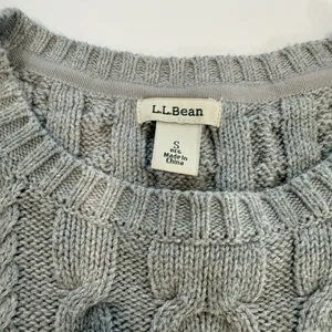 LL Bean Gray Double L Mixed Cable Cotton Crew Neck Pullover Sweater Size SMALL thumbnail 9