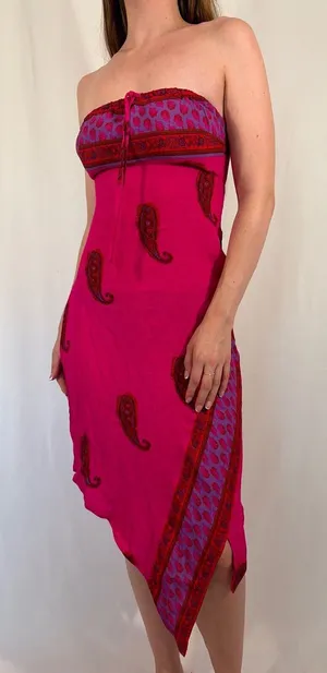 Strapless Paisley Mermaid Beach Summer Midi Dress thumbnail 1