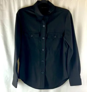 Zara Women black button up shirt size small thumbnail 1