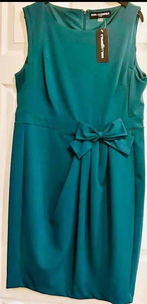 KARL LAGERFELD PARIS EVERGREEN Bow Waist Scuba Crepe Sheath Dress 14 thumbnail 9