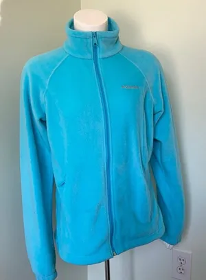 Columbia Aqua Blue Fleece Full Zip Jacket Medium thumbnail 1