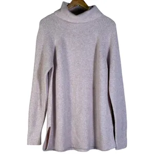 Loft Waffle Knit Turtleneck Pullover Sweater Lavender Purple Relaxed Size L thumbnail 2