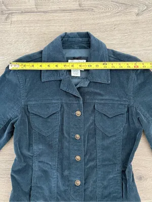 Live a Little Women’s Small Teal Corduroy Jacket Button Front Fitted Stretch thumbnail 4