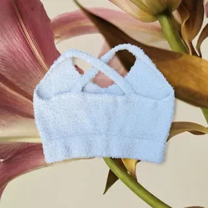 POL White Fuzzy Knit Cropped Sweater Tank thumbnail 6