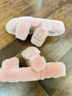 UGG Plush Shearling Slide Sandals in Light Pink size 8 thumbnail 4