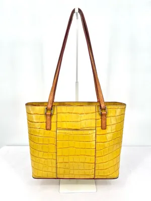 Dooney & Bourke Croco Embossed Sunburst Yellow Leather Lexington Shopper Tote thumbnail 11