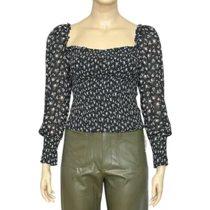 REFORMATION Pinto Smocked Floral Top, Lucien Print, 1X thumbnail 4