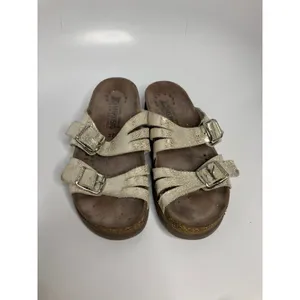 Mephisto Slide Sandals Womens 37 Silver Metallic Good Cork Buckle Air-Relax thumbnail 2