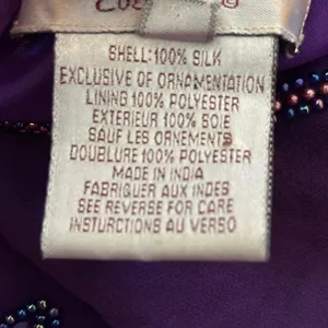 Vtg Adrianna Papell 100% Silk Beaded‎ Maxi Dress Sz 6 Purple Drop Waist Sheer thumbnail 9