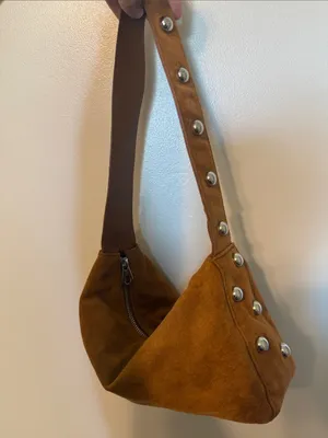 Target Brown Suede Shoulder Bag with Silver Studs thumbnail 2