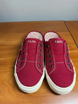 Taos EZ Soul Slip On Canvas Sneaker‎ Shoe Backless Red Comfort Loafer Mule W7.5 thumbnail 2
