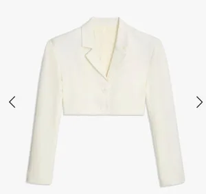 NWT WeWoreWhat cropped blazer + pleated skirt set in herringbone twill vanilla thumbnail 2