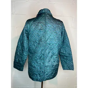 Jacket Quilted silk reversible bright green blue pink Size XL thumbnail 7