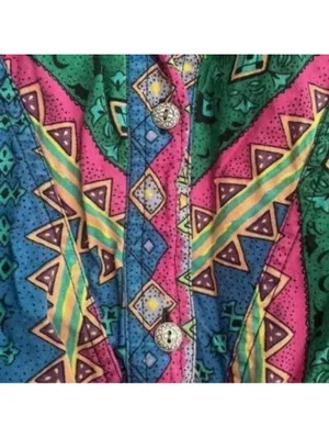Rodeo Western Wear Bright Colored Southwestern Long Sleeve Button Down Shirt thumbnail 3