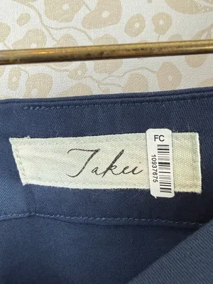 Takei by Jordan Cross Navy Bamboo Pleated Wide Cropped Pant - Size - Medium thumbnail 5
