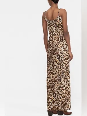 Twelfth Street by Cynthia Vincent 100% silk Leopard Print Maxi Dress, size SP thumbnail 2
