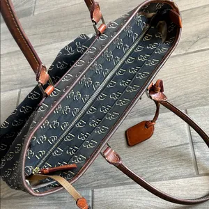 Dooney & Bourke Black and Brown Logo Satchel thumbnail 8