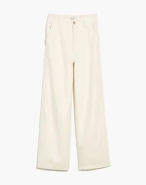 Madewell Cotton-Linen Pleated Wide-Leg Pants thumbnail 5