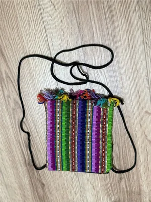 Belize Embroidered Woven Crossbody Bag Colorful Floral Fringe Passport Purse thumbnail 2
