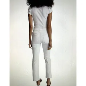 Madewell Mid Rise Kick Out Ankle Length Jeans Pure White Womens Size 23 thumbnail 2