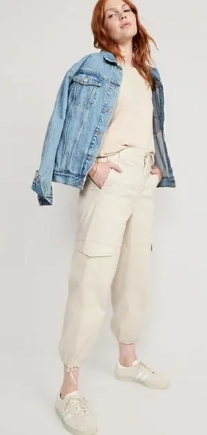 Old Navy‎ High Waisted Barrel Leg Cargo Ankle Joggers S thumbnail 1