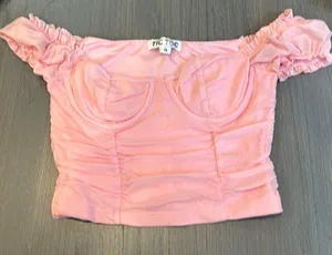 Tic Toc Pink Ruched Crop Top thumbnail 2