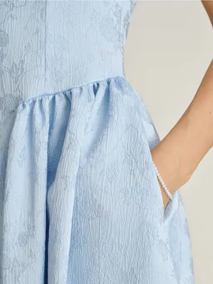 Rihoas Blue Jacquard Pockets Slip Midi Dress thumbnail 2