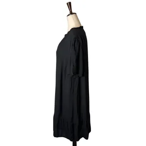 J Jill Shift Dress Women Medium Black Ruffle Neck Modal Rayon Tiered Minimalist‎ thumbnail 3