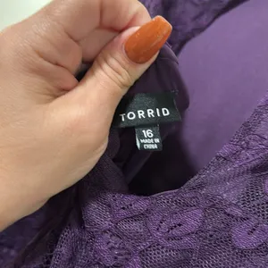 TORRID - DEEP PURPLE HIGH NECK SHORT SLEEVE LACE woman DRESS plus SIZE 16 thumbnail 8