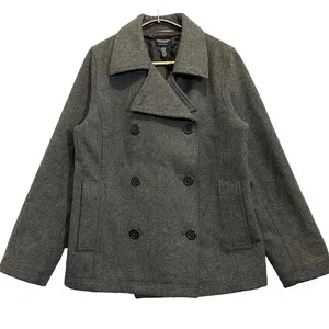 American Eagle Womens Pea Coat Wool Double Breasted Grey Size L thumbnail 1