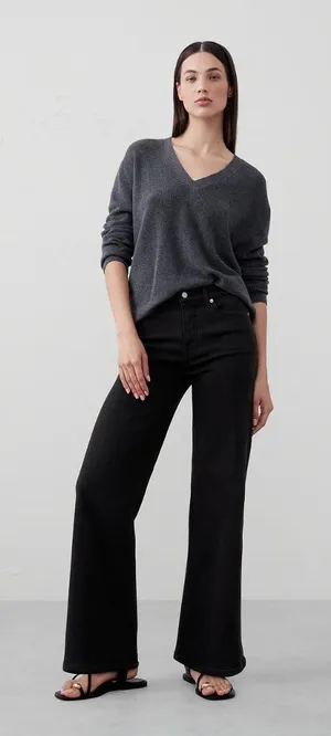 NWT Banana Republic Size 31 or 12 31x30 12x30 Black Wide-Leg High-Rise Jean NEW thumbnail 1