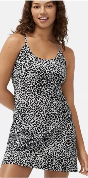 Outdoor Voices The Exercise Dress – Black/White Animal Print Size Medium thumbnail 1