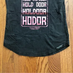 Game of Thrones Black Cotton Tee Pink Metallic Hodor Graphic Women's Size M NWT thumbnail 6