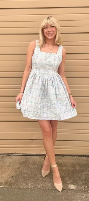 Aureum Colorful Tweed Basque Waist Dress thumbnail 1