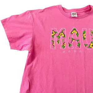 Vintage 90s Anvil Maui Hawaii T Shirt Pink Single Stitch Floral‎ Graphic XL USA thumbnail 3