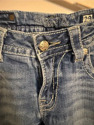 Miss Me feather wings Boot cut low rise rhinestone jeans‎ Women's 29 thumbnail 5