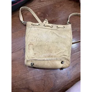 Emily Ann Bucket Bag Vintage Hand Painted‎ Gazelle Tan Leather Drawstring OS thumbnail 4