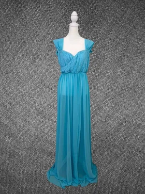 Light Blue Lace Chiffon Off‑Shoulder Gown Size XL thumbnail 2