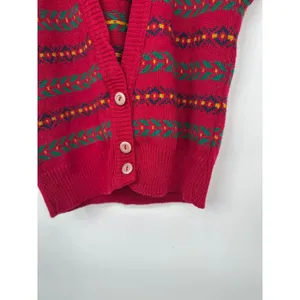 VTG Sweater Vest Women Small Red Fair Isle Button USA Grannycore Preppy Retro thumbnail 2