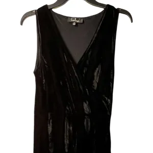 Lulus Maxi Dress Womens Size M Black Velvet Sleeveless Front Slit Sexy Formal thumbnail 8