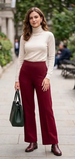 Rafaella Comfort Red Front Seam Pull On Pants 16 Stretch Pintuck Trouser thumbnail 1